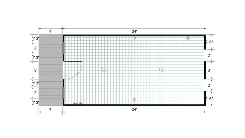 Floor plan for 12x28 Gable Shed