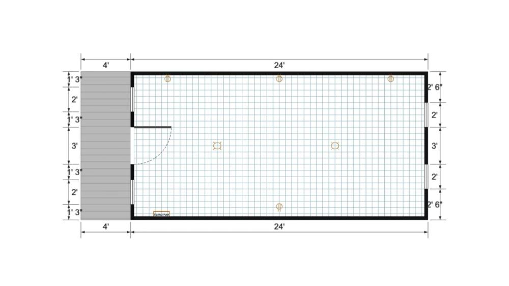 Floor plan for 12x28 Gable Shed