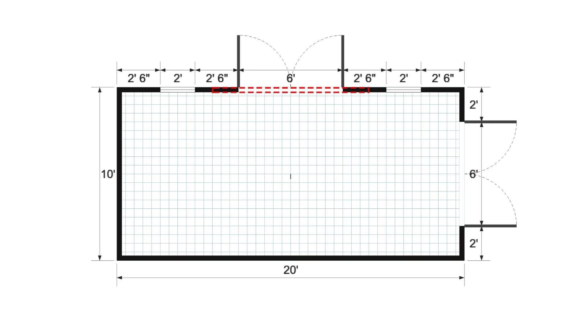 Floor plan for 10x20 Gable Shed
