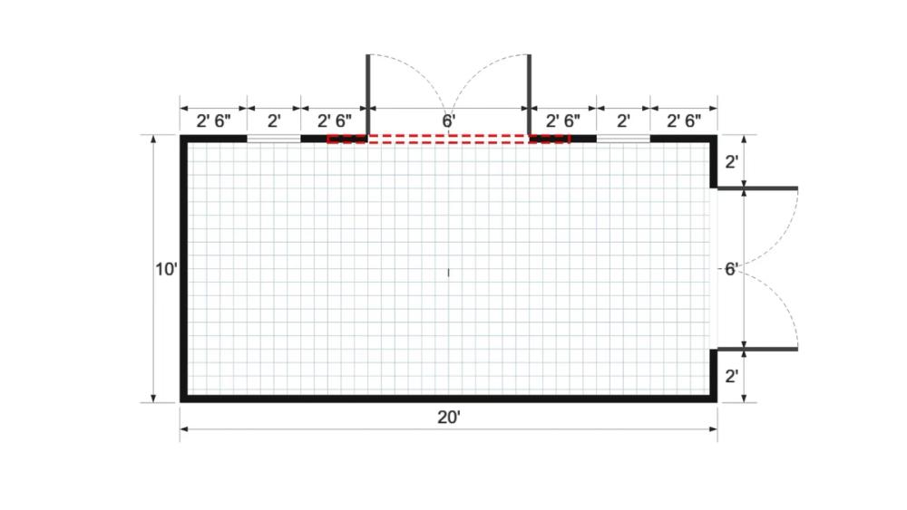 Floor plan for 10x20 Gable Shed