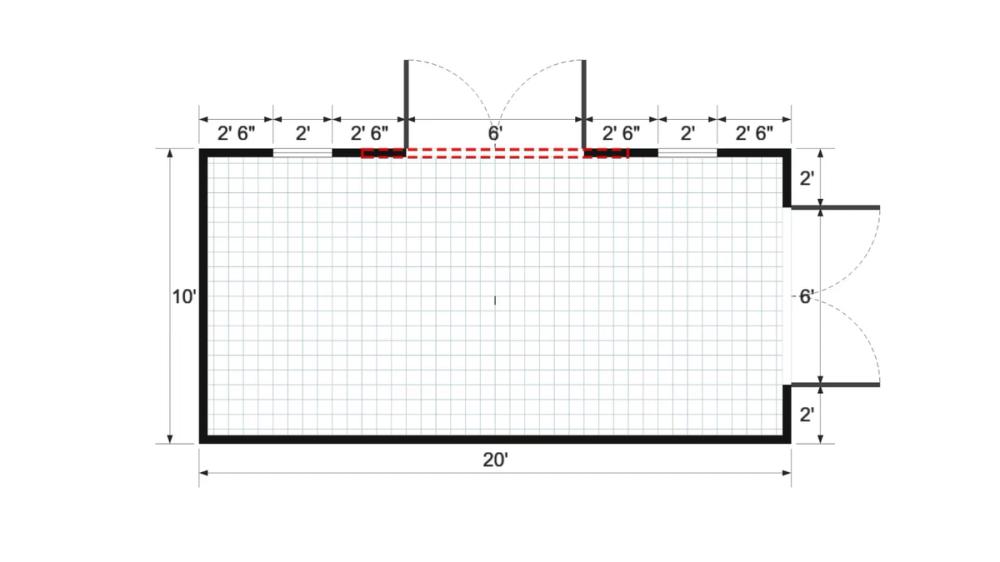 Floor plan for 10x20 Gable Shed