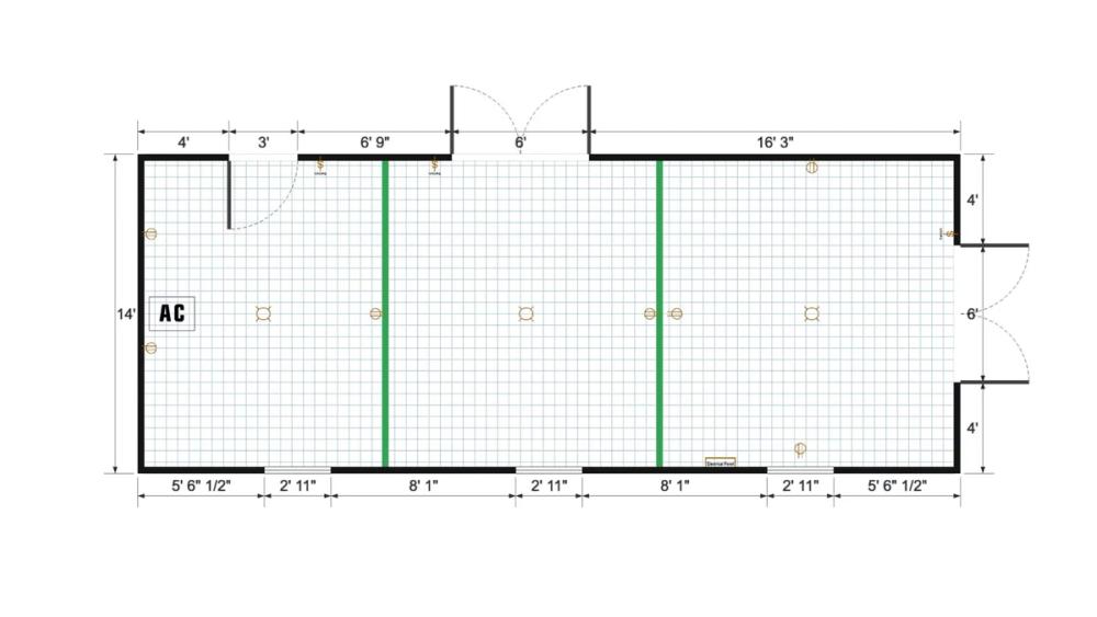 Floor plan for 14x36 Gable Shed