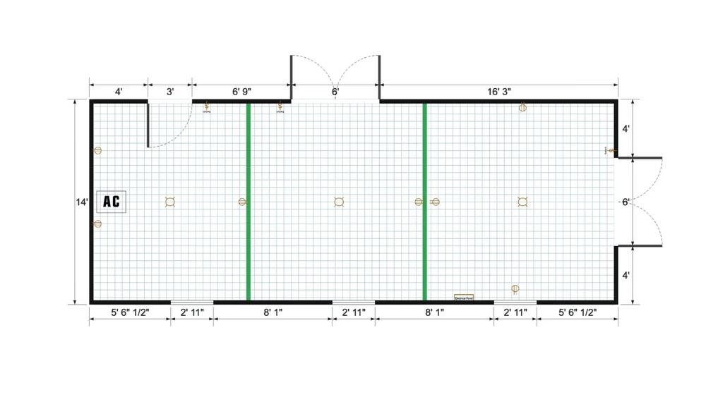 Floor plan for 14x36 Gable Shed
