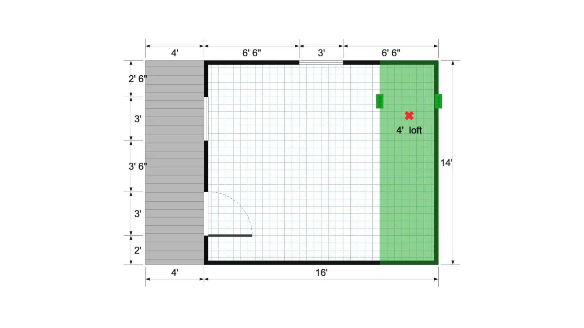 Floor plan for 14x20 Cabinette