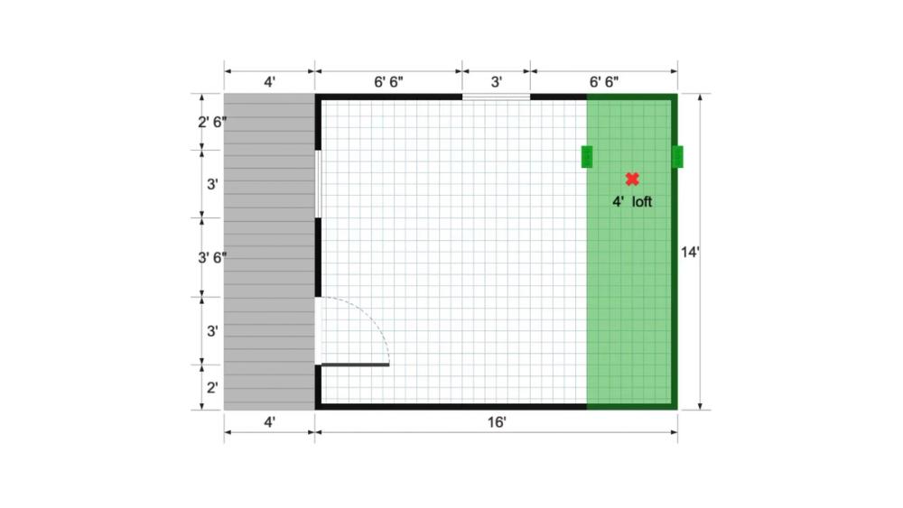 Floor plan for 14x20 Cabinette
