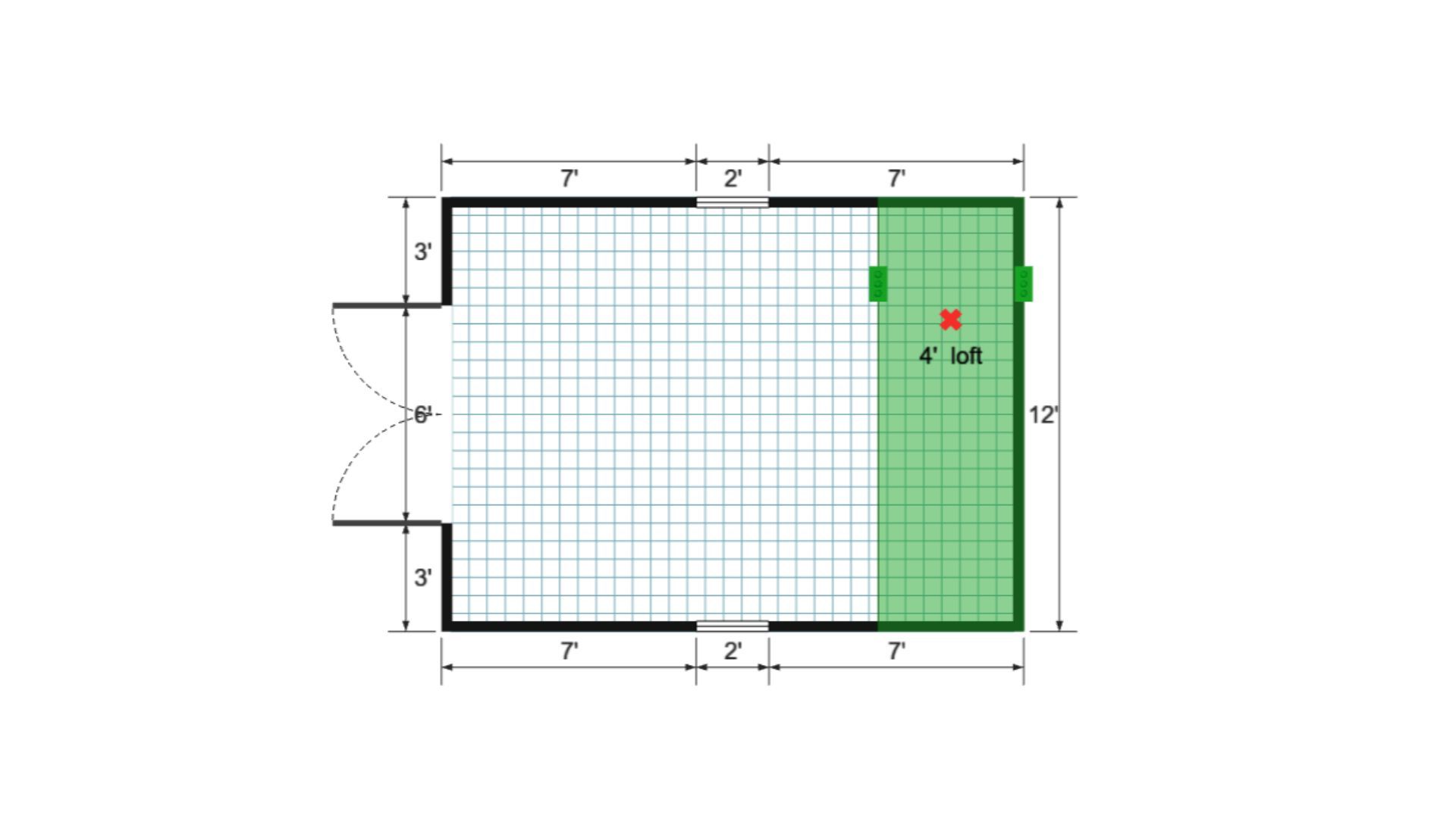 Floor plan for 12x16 Gable Shed