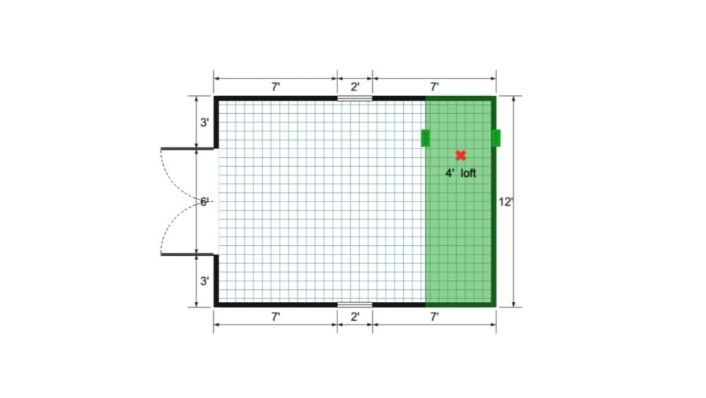 Floor plan for 12x16 Gable Shed