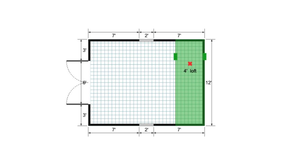 Floor plan for 12x16 Gable Shed
