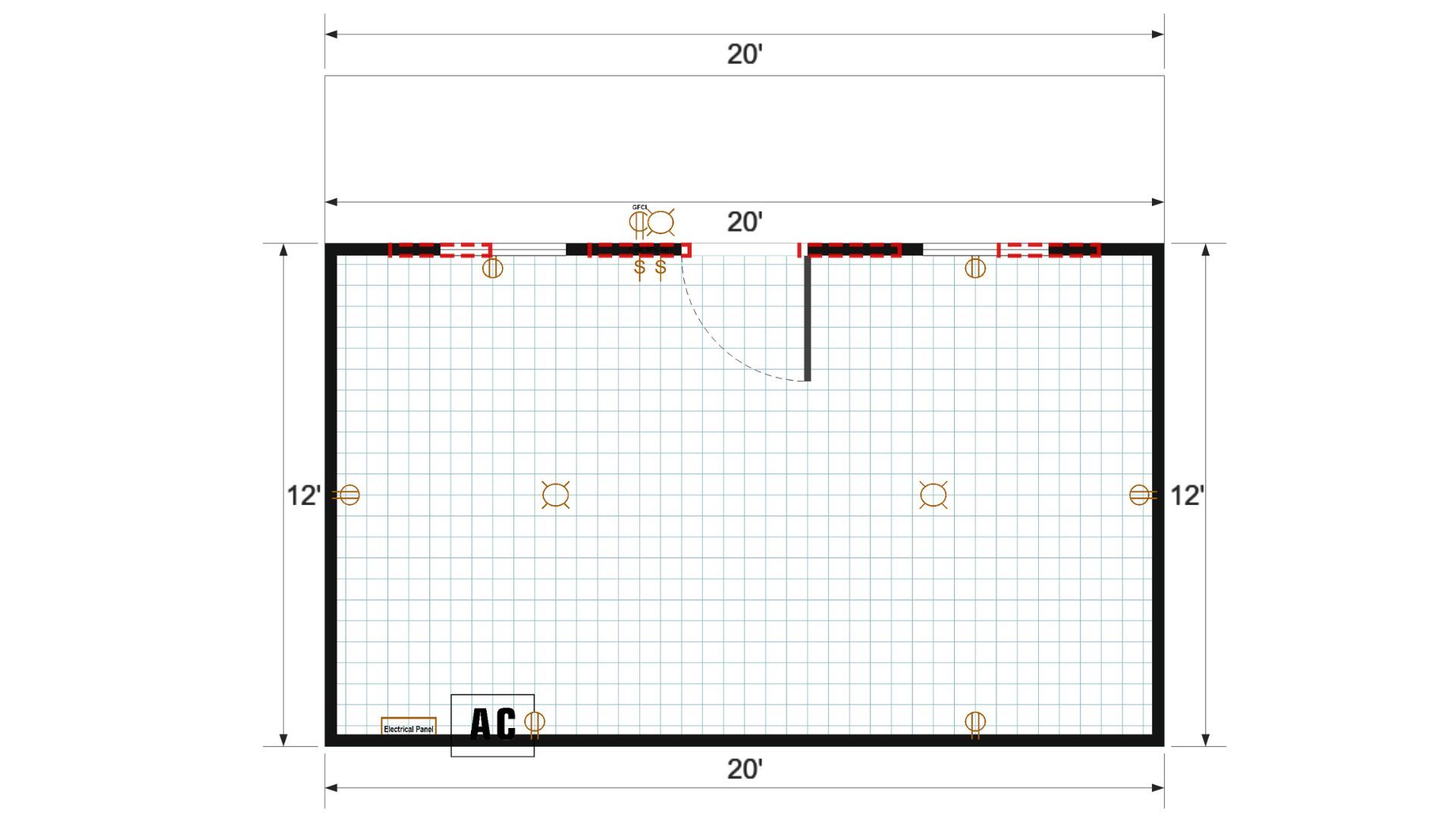 Floor plan for 16x20 Single Slope Cottage