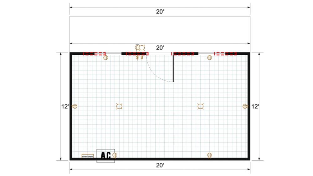 Floor plan for 16x20 Single Slope Cottage