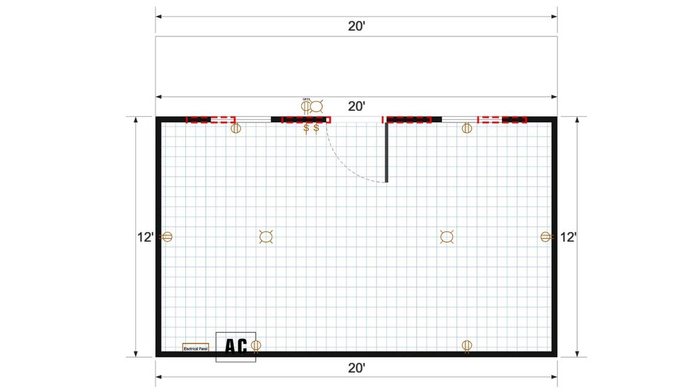 Floor plan for 16x20 Single Slope Cottage