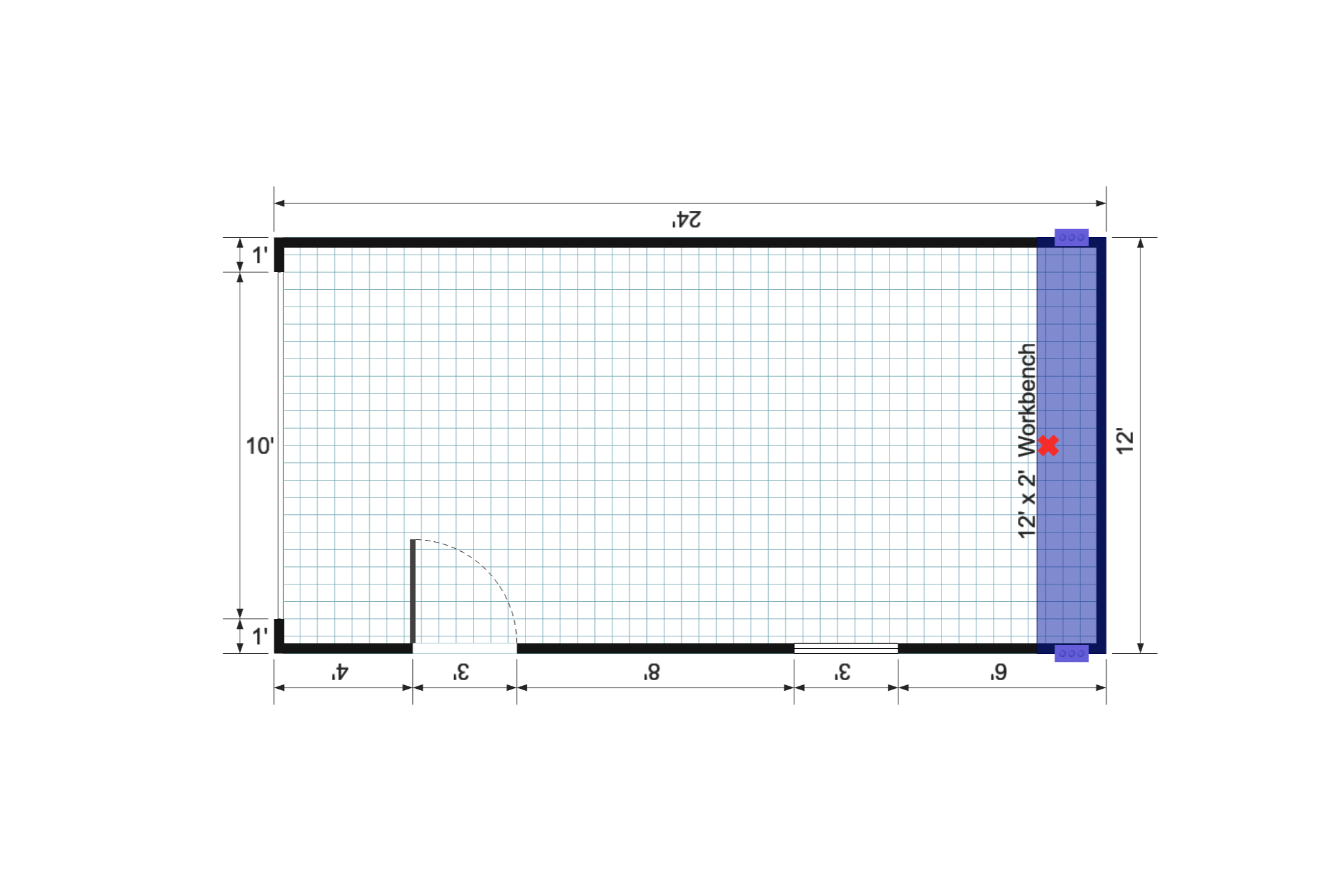 Gable Garage Shed 12×24 floor plan