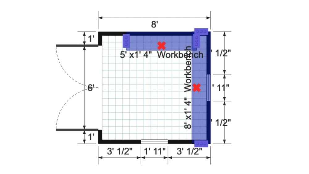 Floor plan for 8x8 Value Shed