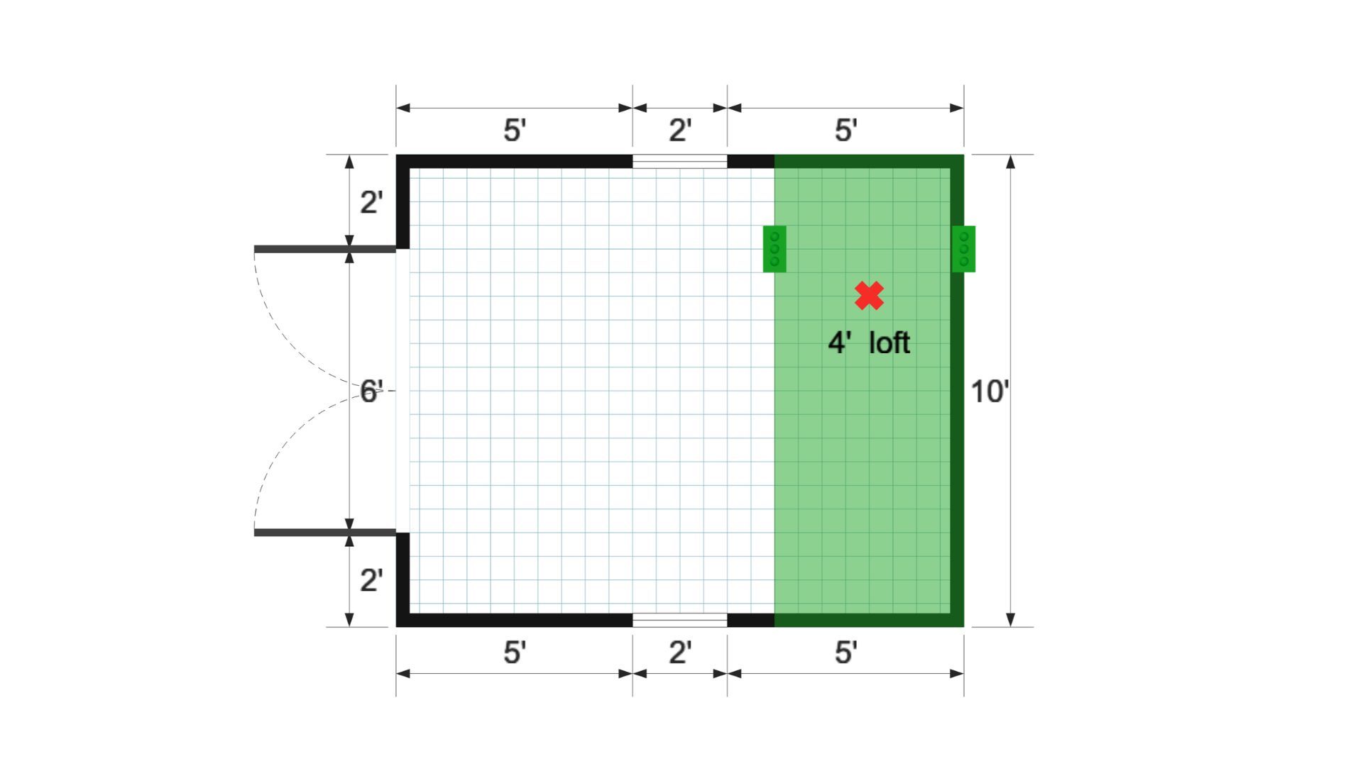 Floor plan for 10x12 Lofted Barn
