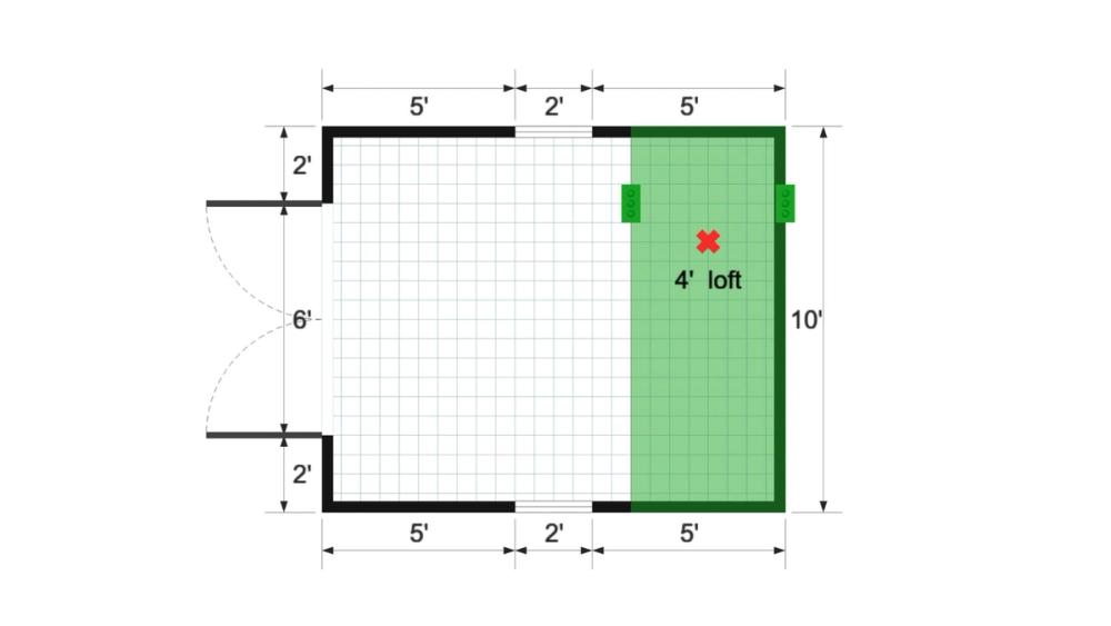 Floor plan for 10x12 Lofted Barn