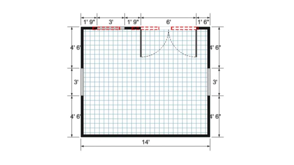 Floor plan for 12x14 Single Slope