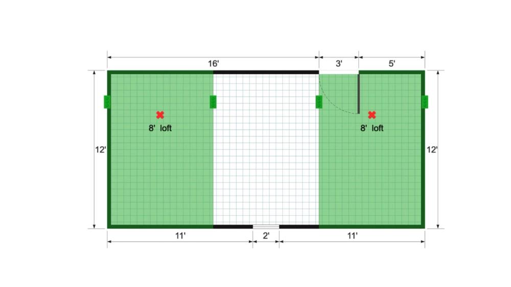 Floor plan for 12x24 Lofted Barn