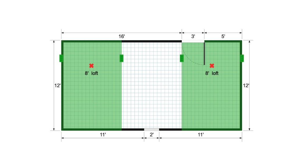 Floor plan for 12x24 Lofted Barn