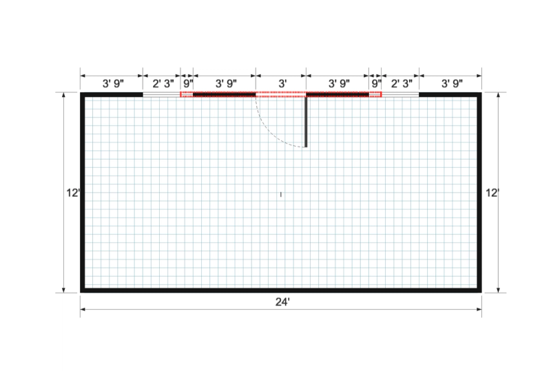 Dormer Gable 12×24 floor plan