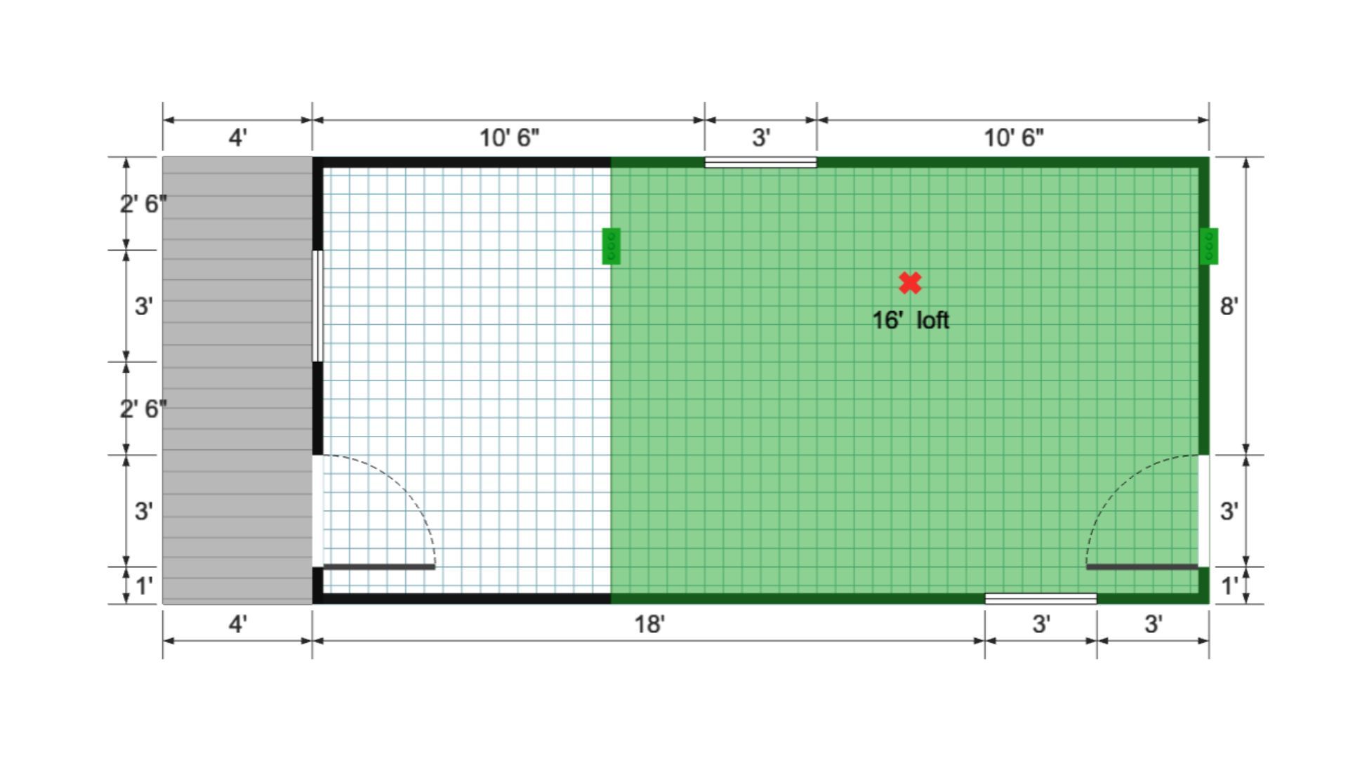Floor plan for 12x28 Lofted Barn