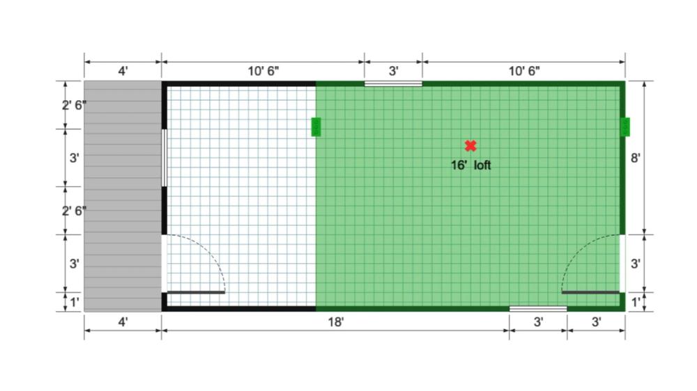 Floor plan for 12x28 Lofted Barn