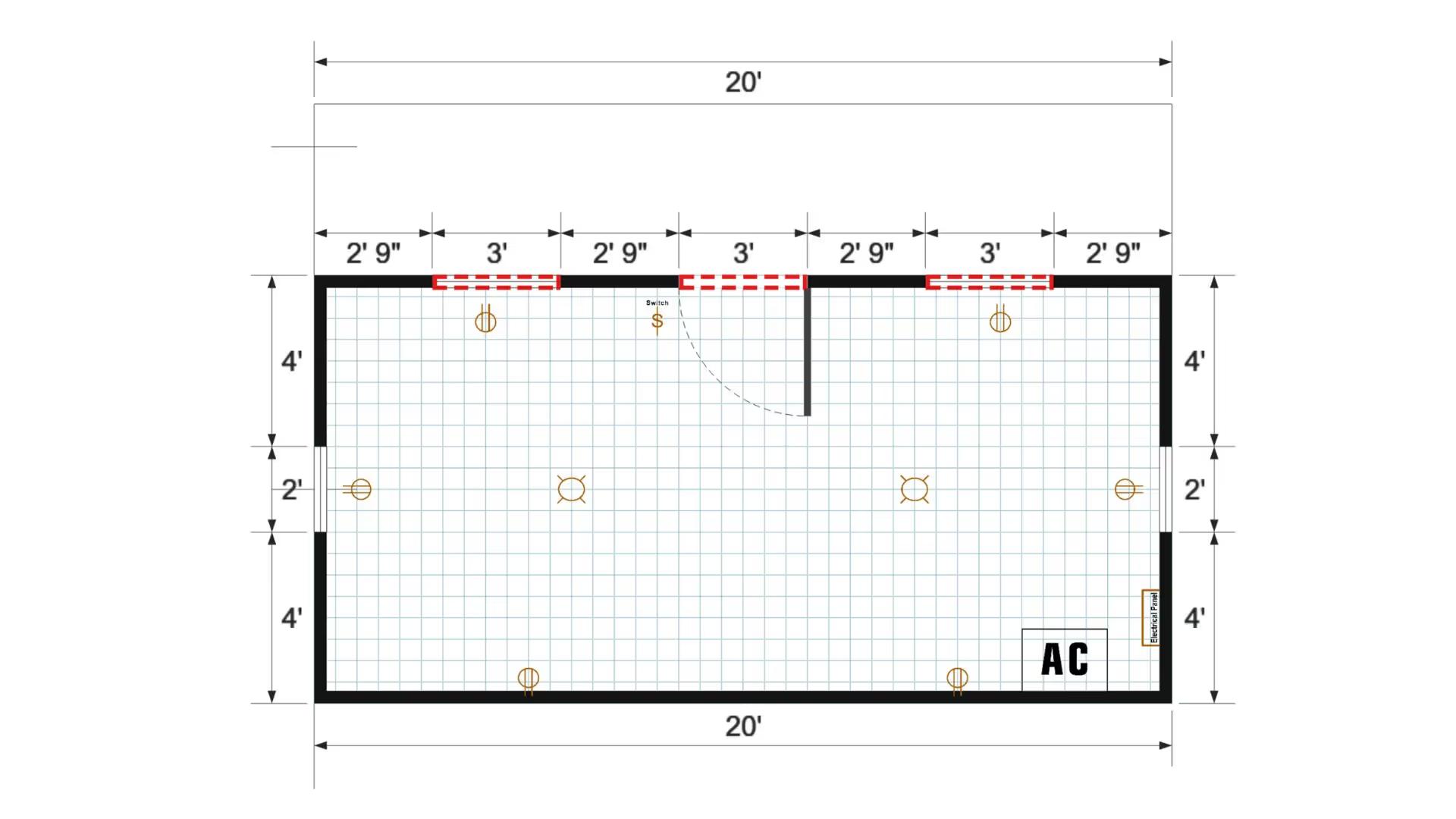 Floor plan for 14x20 Single Slope Cottage