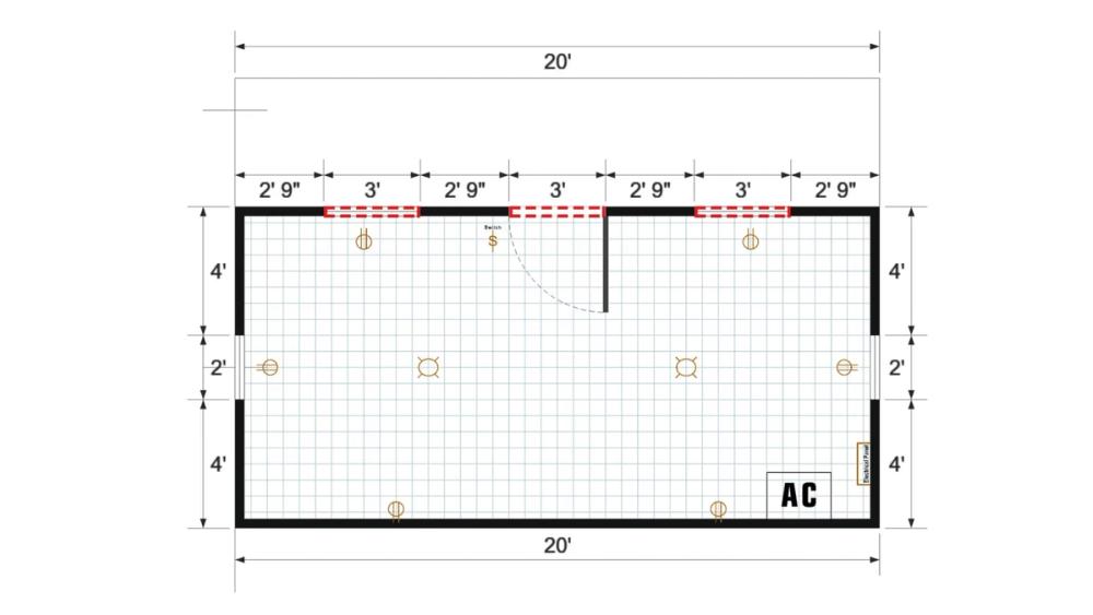 Floor plan for 14x20 Single Slope Cottage