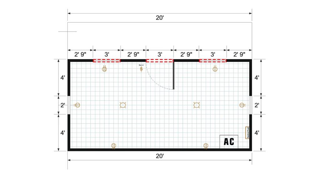 Floor plan for 14x20 Single Slope Cottage