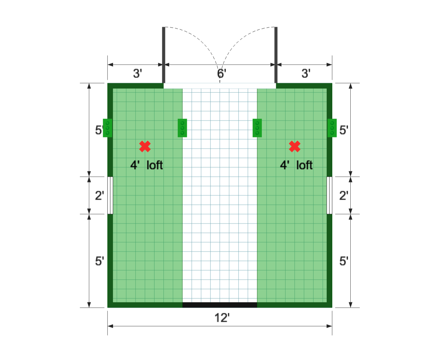 Side-Entry Premier Barn 12×12 floor plan