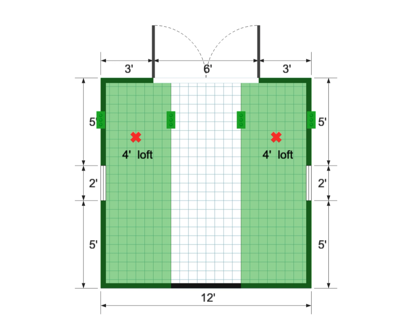 Side-Entry Premier Barn 12×12 floor plan