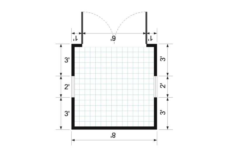 Side-entry Standard 8×8 floor plan