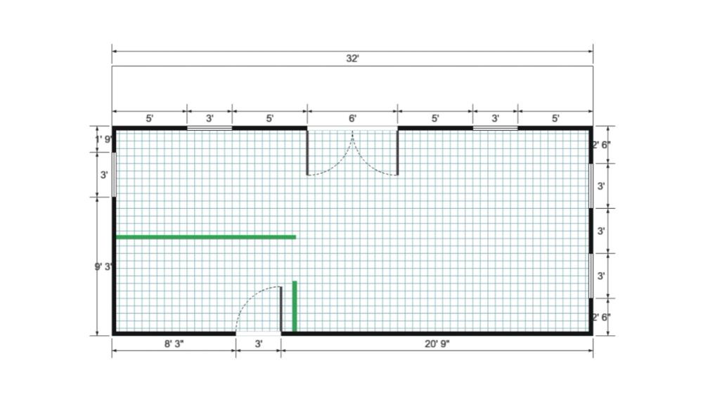 Floor plan for 18x32 Gable Cottage