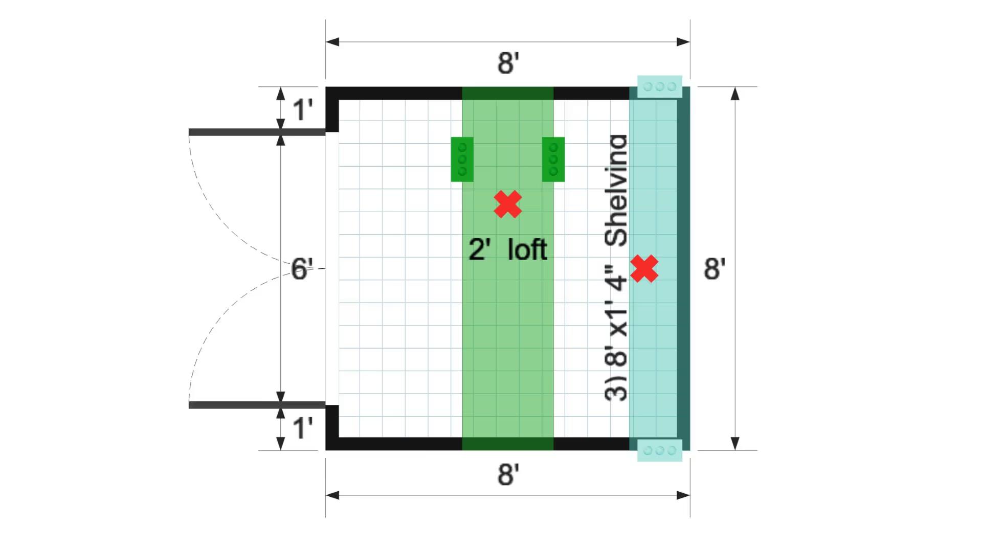 Floor plan for 8x8 Gable Shed