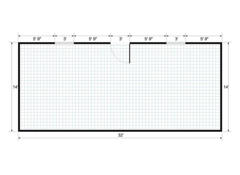 Gable Studio 14×32 floor plan