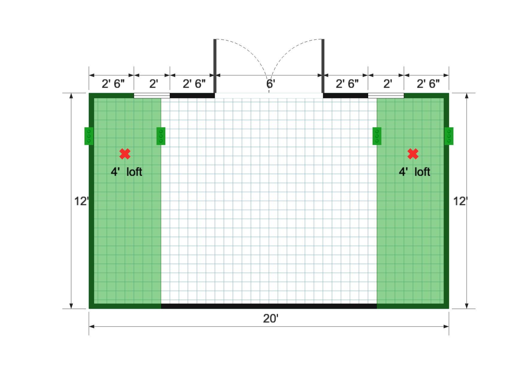 Side-Entry Premier Barn 12×20 floor plan