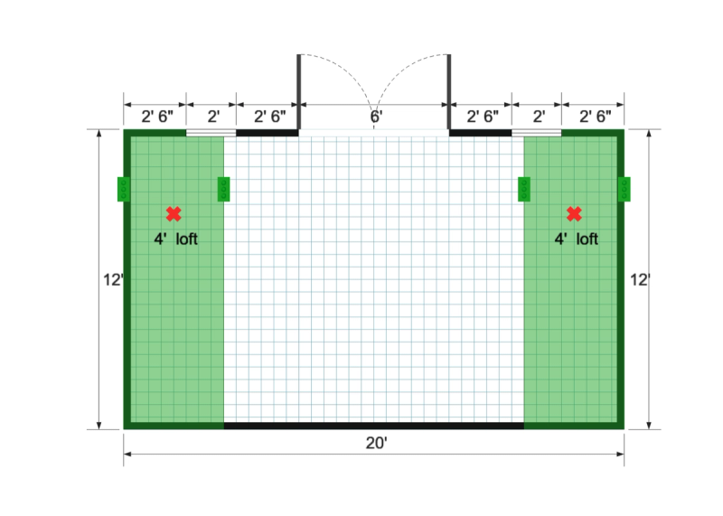Side-Entry Premier Barn 12×20 floor plan