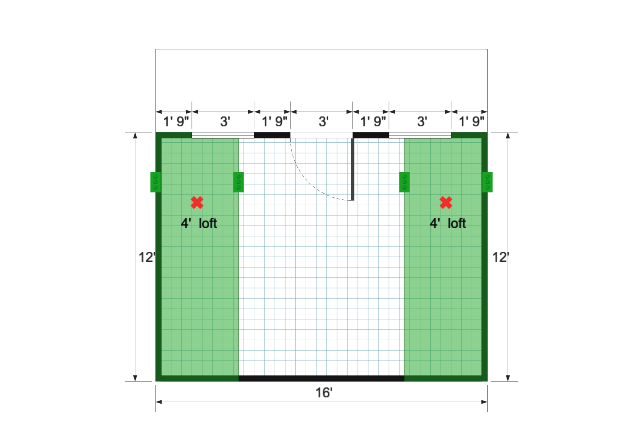 Barn Cottage 16x16 floor plan