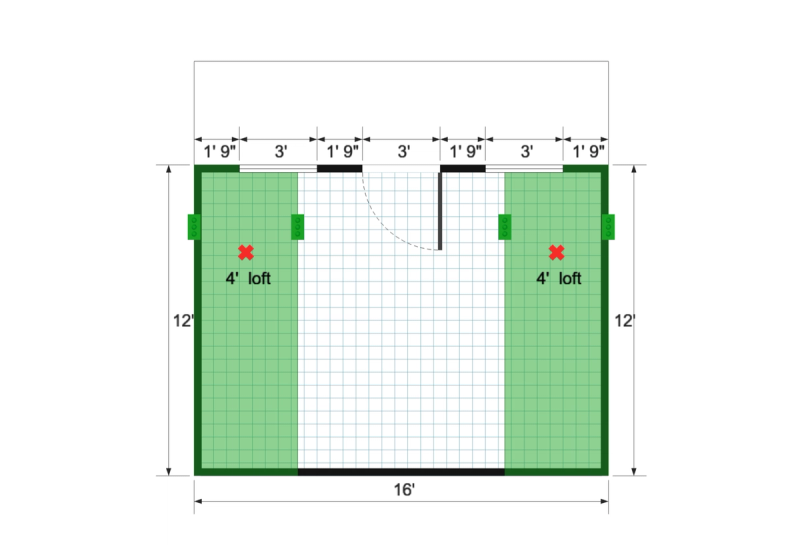 Barn Cottage 16x16 floor plan