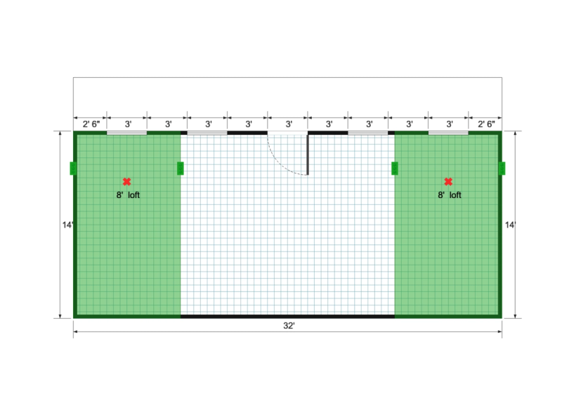 Barn Cottage 18×32 floor plan