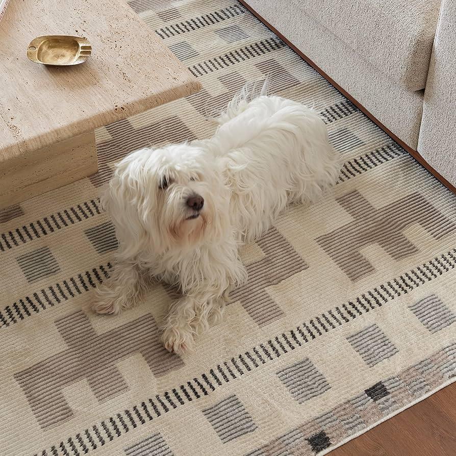 Machine Washable Rug, 100% Recycled, Kid & Pet Friendly - Stripe ...