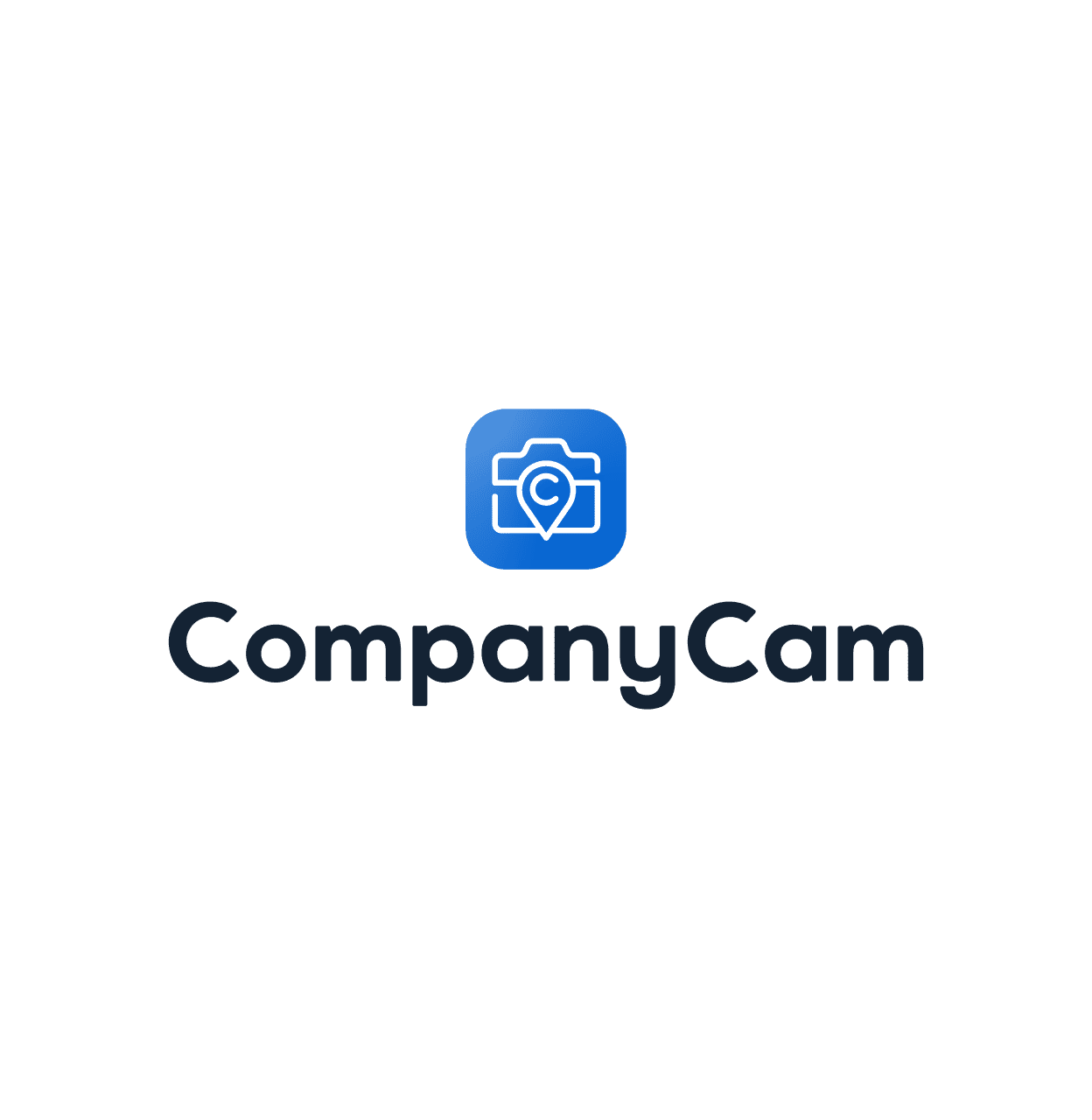 The CompanyCam logo showing a blue camera-and-pin icon above the CompanyCam wordmark.