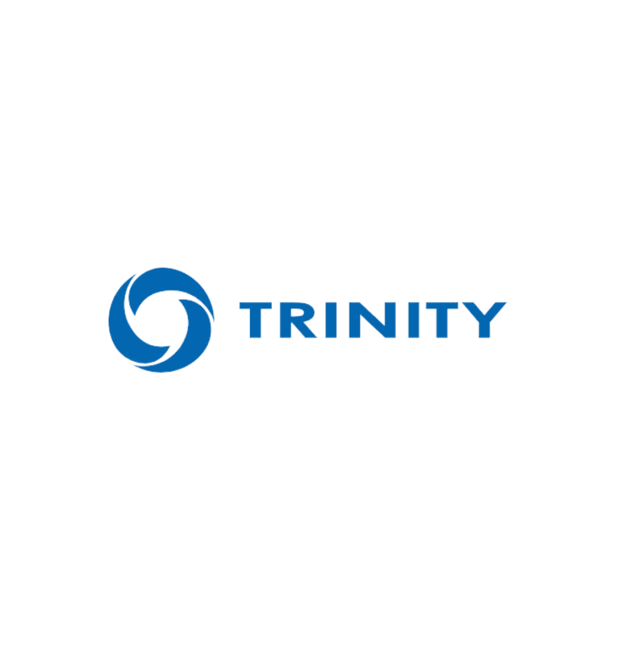 The Trinity company logo, with a blue circular swirl icon beside the blue Trinity wordmark.