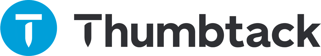 The Thumbtack logo, a blue circular thumbtack icon next to the word Thumbtack in dark gray.