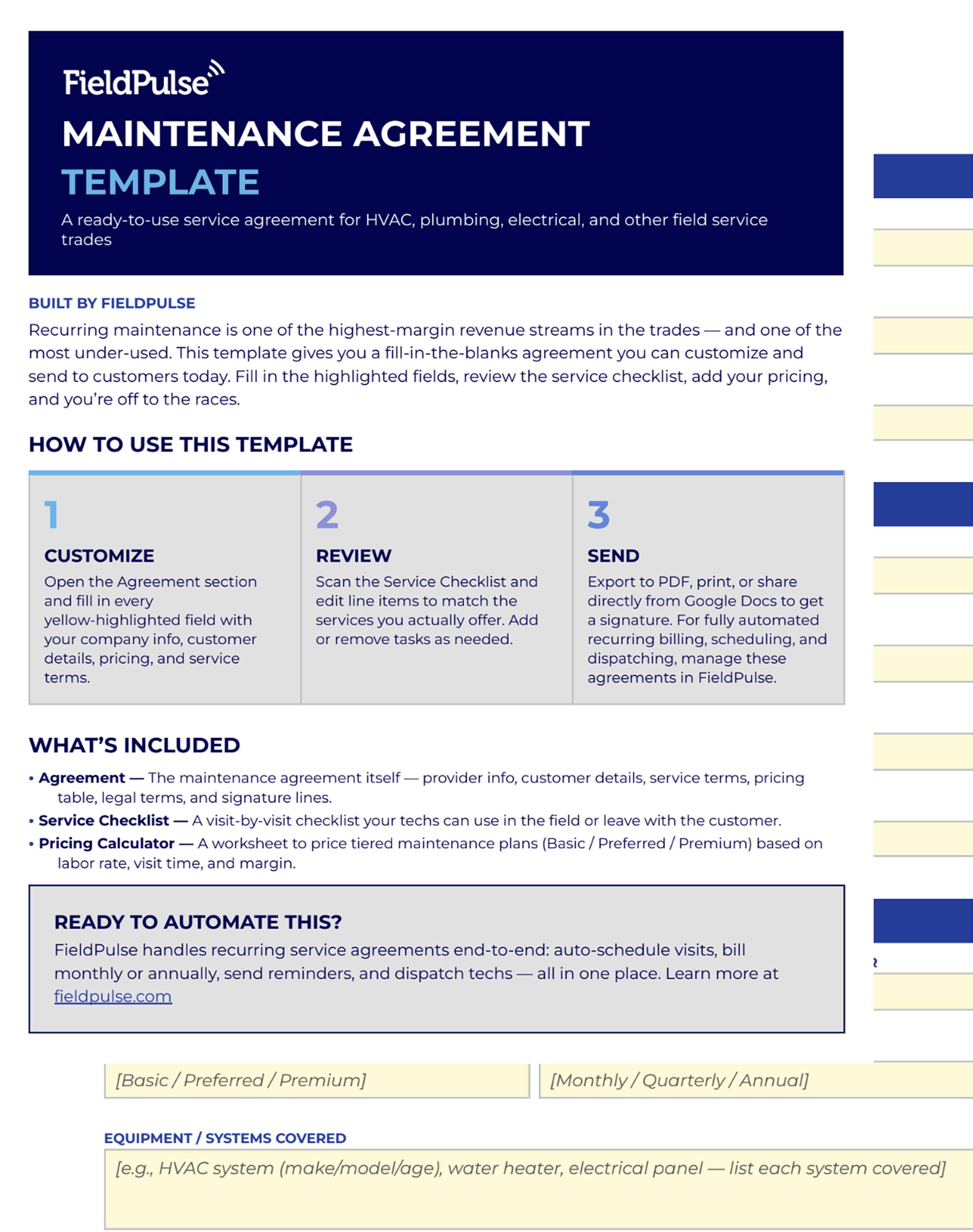 Get Your Free Maintenance Agreement Template