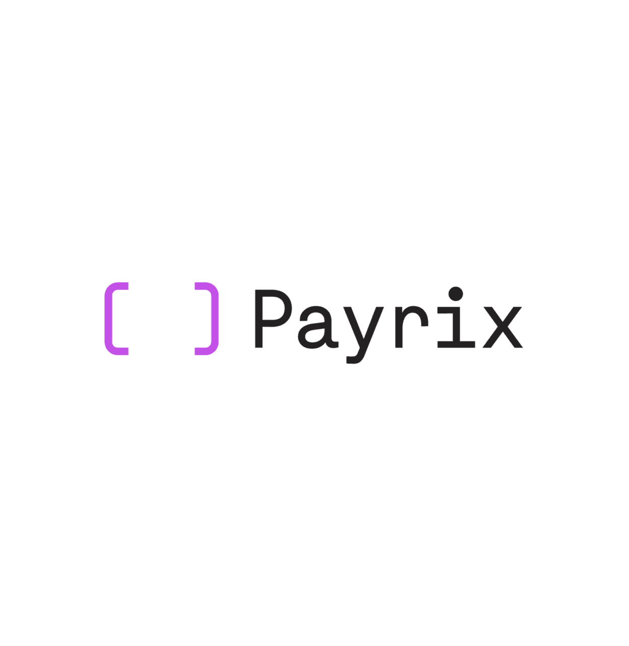 The Payrix logo, with purple brackets next to the black Payrix wordmark.