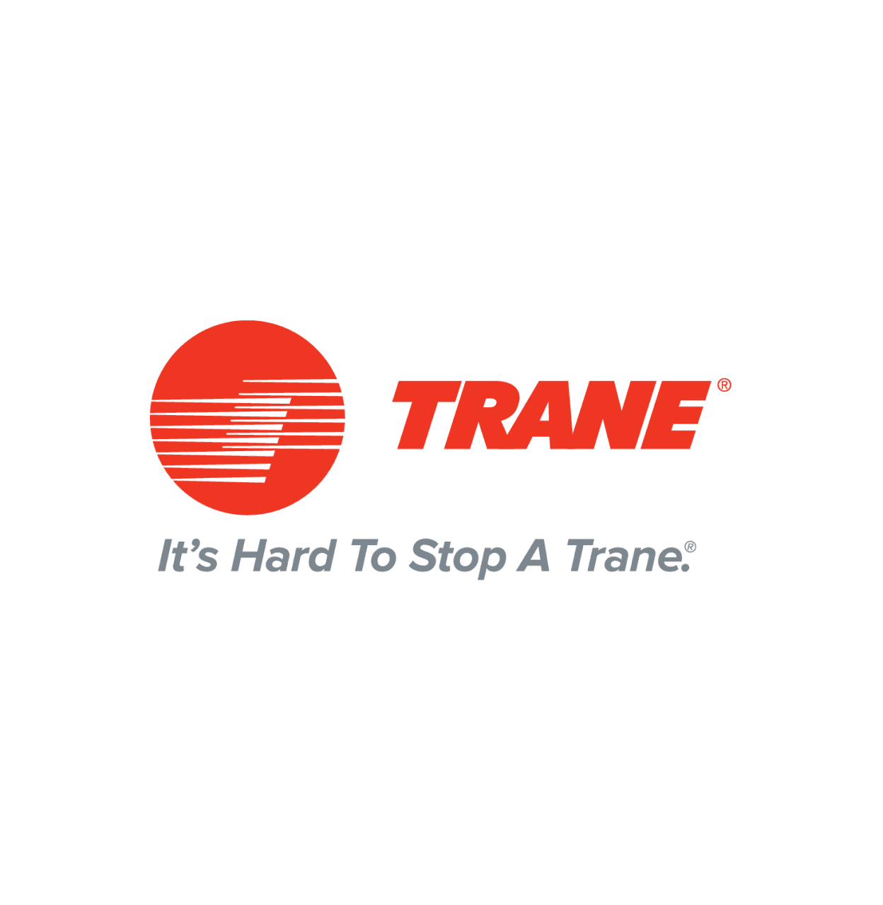 The Trane logo with the tagline It's Hard To Stop A Trane.