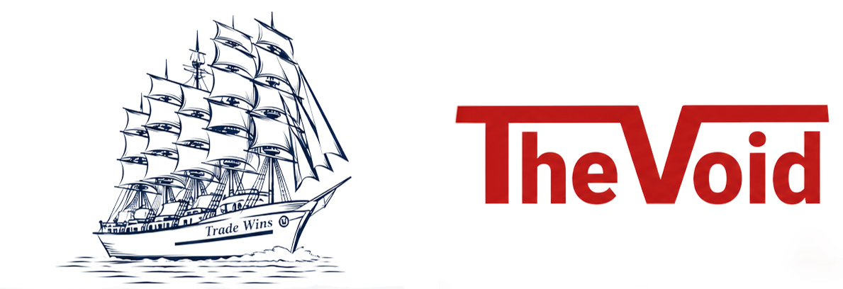 The Trade Wins Consulting sailing-ship logo next to the red The Void podcast wordmark logo.