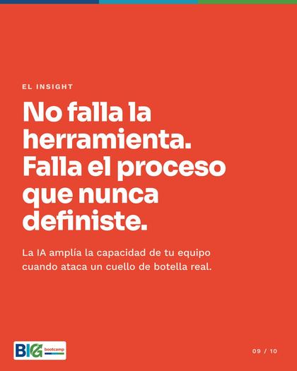 Lámina 9 de 10: Le pusiste «IA» a tu negocio y sigues haciendo el trabajo a mano.