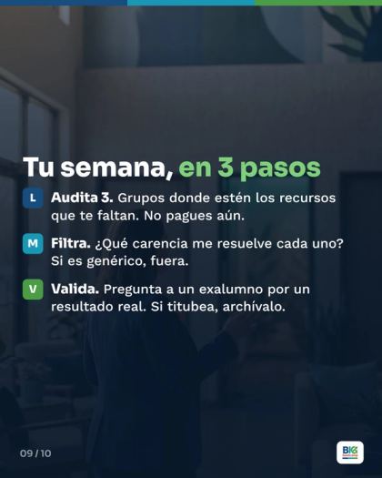 Lámina 9 de 10: Sales de cada evento con 20 tarjetas y cero reuniones de negocio.