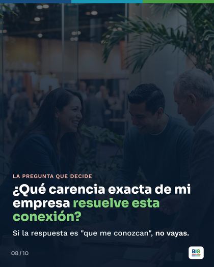 Lámina 8 de 10: Sales de cada evento con 20 tarjetas y cero reuniones de negocio.